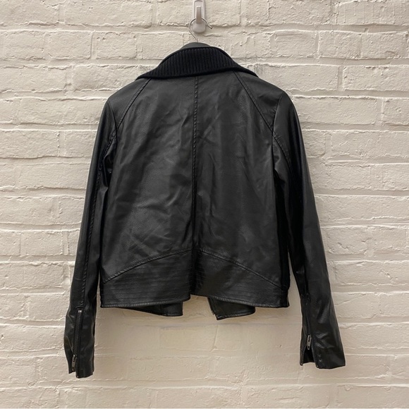 Anthropologie || Ett:twa Sweater Knit Moto Leather Jacket Black Small - Picture 5 of 8